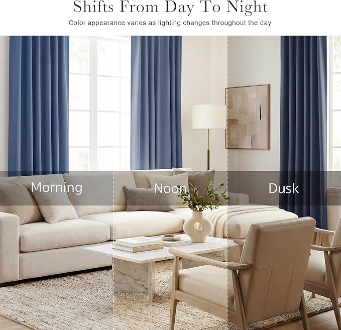 PONY DANCE Window Curtains 54 inches Long - Bedroom Drapes Set for Home Decoration All Season Modern Design Panels Match with Draperies, W 42 by L 54 Inches, Blue Haze, Set of 2