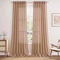Extra Long Peach Linen Curtains 120 Inch for Girl Kids Bedroom 2 Panels Set Rod Pocket Back Tab Light Filtering Semi Sheer Soft Drapes Privacy High Ceiling Drapes Farmhouse Dinner Room 52x120