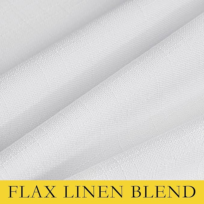NICETOWN 100% Absolutely Blackout Linen Curtains with Thermal Insulated White Liner, White, 34 inches Wide, 48 inches Length Energy Saving Curtains for Cupboard 2 Panels Set, Vertical Blinds
