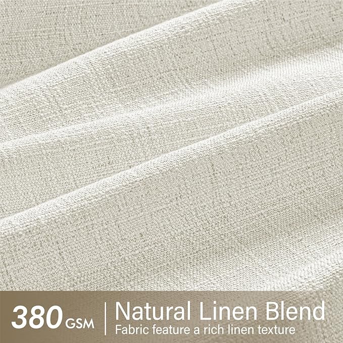 MIULEE Pinch Pleated Linen Curtains 96 Inches Long 2 Panels for Living Room Bedroom, Memory Trained Drapes Pinch Pleat Back Tab Light Filtering Neutral Ivory Cream Farmhouse Boho Window Curtains
