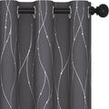 Deconovo Grey Blackout Curtains for Bedroom, Thermal Insulated Soundproof Drapes, Wave Dots Foil Print, 42 x 63 Inches Long, 2 Panels, Machine‑Washable Privacy Window Panel for Living Room Kitchen