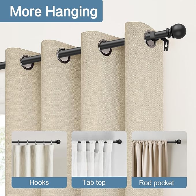 Black Curtain Rods for Windows 28 to 48 Inch,5/8 Inch Diameter Stainless Steel Adjustable Heavy Duty Curtain Rod with Brackets, Easy Installation for Indoor and Outdoor