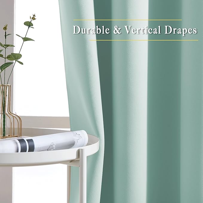 NICETOWN Room Darkening Drapes for Nursery - (52 inches Width by 120 inches Length, Aqua Blue, 1 Pair) Light Blocking Curtain Panels for Bedroom Girl Room, Soft Fabric Window Treatment