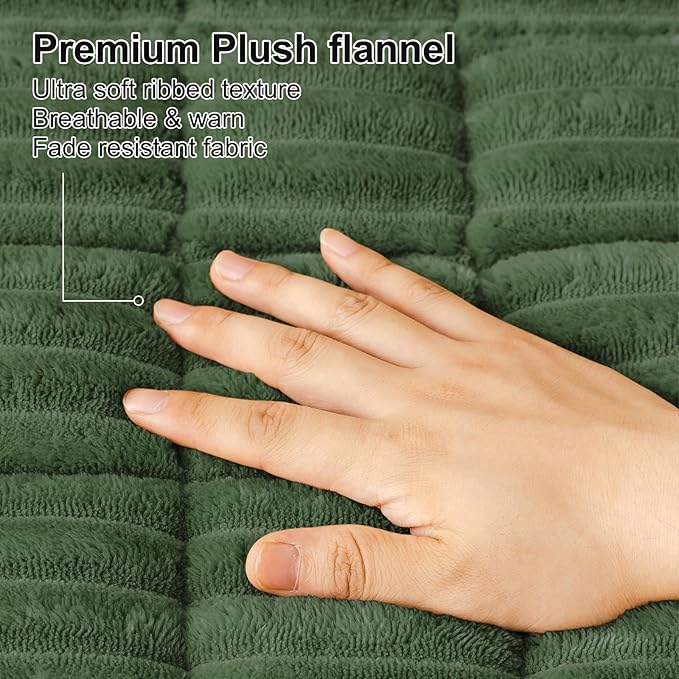 Smiry Couch Cover for Dogs Washable, Non Slip Fuzzy Pet Couch Covers for 3 Cushion Sofa Pet Friendly, Thick Soft Sofa Slipcovers Cushion Protector (Dark Green, 27.6" x 82.7")