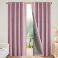 Joydeco Linen Blackout Curtains for Bedroom - 100% Light Blocking 1 Panels, Pink Drapes 70" W x 96" L, Thermal Insulated Room Darkening Curtains for Living Room, Rod Pocket & Back Tabs
