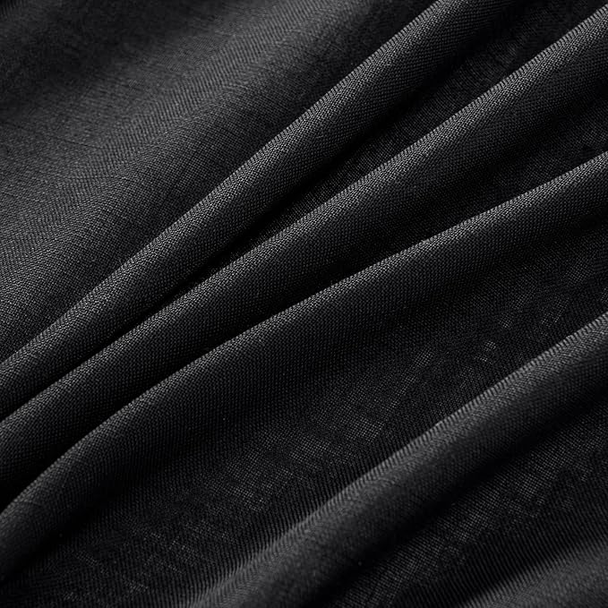 MIULEE Black Linen Curtains 96 Inch Length 2 Panels for Bedroom Living Room, Soft Thick Linen Textured Back Tab Window Drapes Semi Sheer Light Filtering Rod Pocket Modern Farmhouse Halloween Decor
