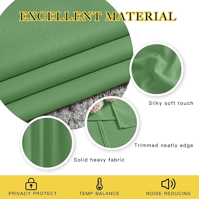 NICETOWN Blackout Curtains for Boys Room - Thermal Insulated Solid Grommet Room Darkening Curtains/Panels/Drape for Bedroom (Forest Green, 1 Pair, 46 by 72-Inch)