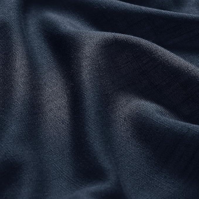 Linen Navy Blue Curtains 108 inch Extra Long for Living Room Back Tab Light Filtering Semi Sheer Drapes Modern Farmhouse Coastal Decor Textured Curtain for Floor to Ceiling High Window 52x108