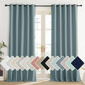 NICETOWN 100% Absolutely Blackout Linen Curtains with Thermal Insulated Liner, Skylark Blue, 62" Wide, 90" Length Energy Saving Curtains for Living Room 2 Panels Set, Vertical Blinds