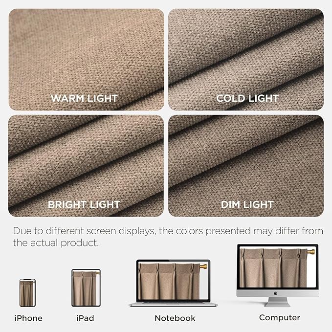 Joydeco Thick Linen Pinch Pleated Curtains 96 Inch Long 2 Panel Set for Living Room, Double-Faced Curtain for Bedroom, Back Tab Blackout Drapes with Adjustable Hooks (40”W x96”L,Thick Linen)