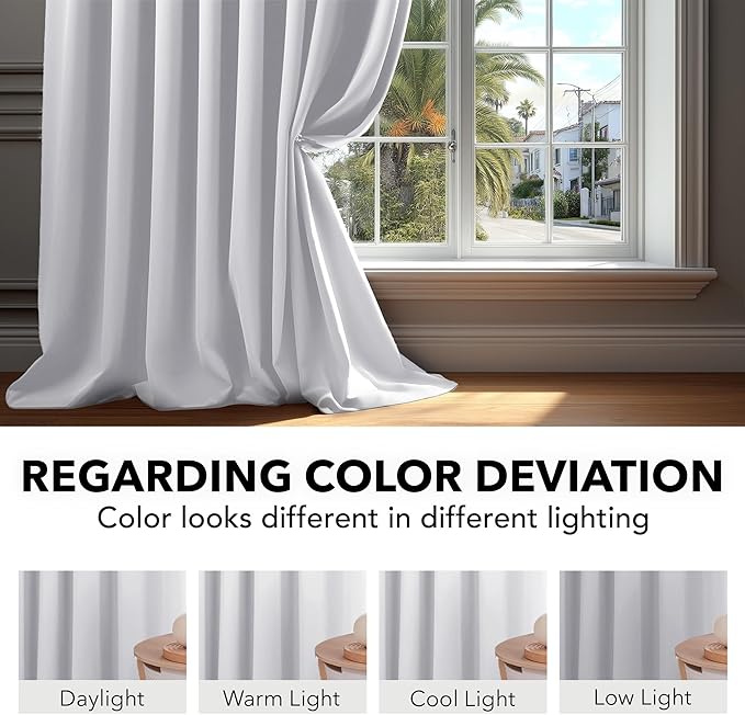 Deconovo Blackout Curtains, Thermal Insulated, W70 x L95 2 Panels, Back Tab, Machine Washable, Room-Darkening Drapes for Bedroom/Living Room Star White