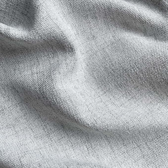 Oindec Faux Linen Kitchen Curtains 24 Inch Length Cafe Curtain Tiers for Living Room Basement Bathroom Windows Country Rustic Small Short Curtains, Set of 2, Grey