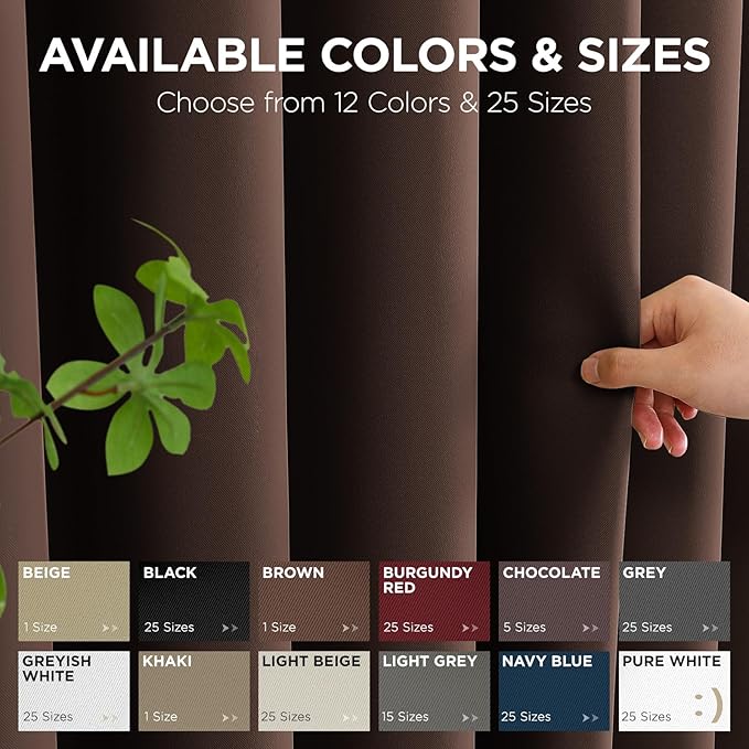 Joydeco Blackout Patio Sliding Door Curtains 84 Inches Long, Grommet Privacy Room Divider Curtains, Extra Wide Thermal Blackout Drapes for Bedroom Living Room (Chocolate, 100Wx84L, 1 Panel)