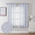 Lecloud Leia Light Grey Sheer Curtains 63 Inch Length 2 Panels, Jacquard Leaf Textured Light Filtering Voile Curtains with Dual Rod Pockets, Kitchen/Bedroom Window Drapes, 40 W x 63 L