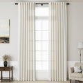 Cream Linen Curtains 133 Inches Long for Living Room Extra Long Back Tab Curtains Neutral Farmhouse Light Filtering Semi Sheer Linen Drapes Ceiling to Floor for Large Window 2 Panels Set 52x133