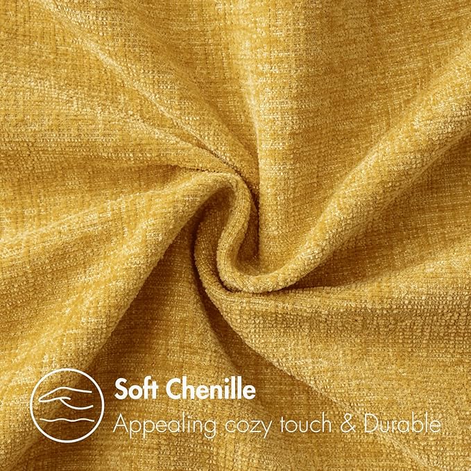 MIULEE Pack of 2 Mustard Yellow Throw Pillow Covers 12x20 Inch Soft Spring Chenille Lumbar Pillow Covers for Sofa Living Room Couch Solid Dyed Cases