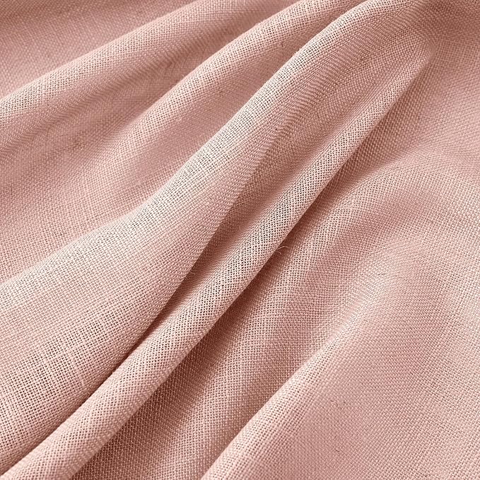MIULEE Blush Pink Linen Curtains 96 Inches Long 2 Panels for Girls Bedroom Nursery, Soft Thick Linen Textured Window Drapes Semi Sheer Light Filtering Back Tab for Kids Living Room Light Pink Decor