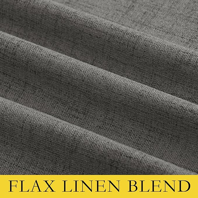 NICETOWN Grizzle Gray Vintage Linen 100% Blackout Curtains for Living Room, Thermal Insulated Curtains 84“ Long, Noise Reducing Window Treatment Drapes for Hall Room, 52" Wide Per Panel, Set of 2
