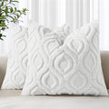 decorUhome Throw Pillow Covers 22x22 Inch Set of 2, Soft Plush Faux Wool White Solid Couch Pillow Covers, Accent Euro Sham Farmhouse Neutral Square Pillow Cases for Sofa Bed Living Room