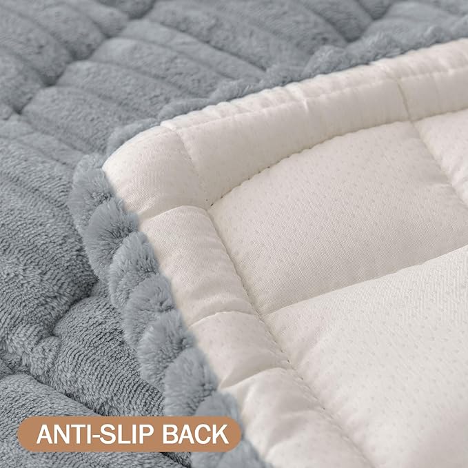 Smiry Couch Cover for Dogs Washable, Non Slip Fuzzy Pet Couch Covers for 3 Cushion Sofa Pet Friendly, Thick Soft Sofa Slipcovers Cushion Protector (Grey, 27.6" x 88")