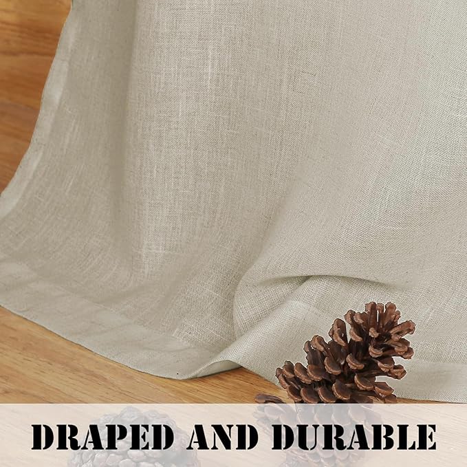 H.VERSAILTEX Living Room Linen Curtains - Semi Sheer, Nickel Grommet, Energy Saving, Light Filtering Window Treatments - 2 Panels, 52 x 96 Inch