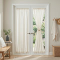MYSKY HOME Natural French Door Curtains for Door Window 72 Inch Length Semi Sheer Light Filtering Curtain for Bedroom Window Glass Rod Pocket for Kitchen Dining Room, Beige White, 26" Wide,2 Panels