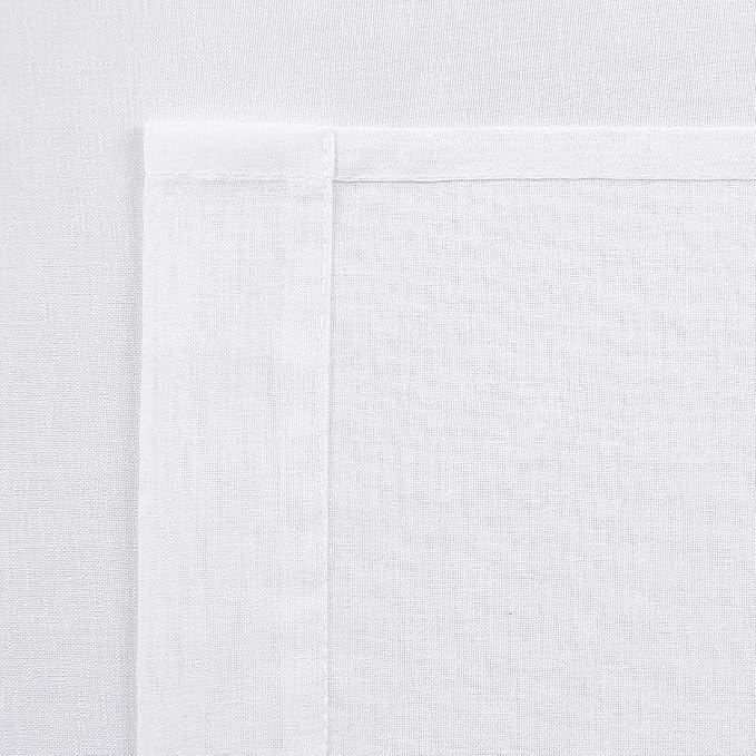 DWCN White Sheer Curtains 63 inch Length 2 Panels Set, Elegant Solid Color Kitchen Curtain for Small Window, Voile Top Dual Rod Pocket Curtains & Drapes for Living Room/Bedroom, 2pcs, Each W42 x L63