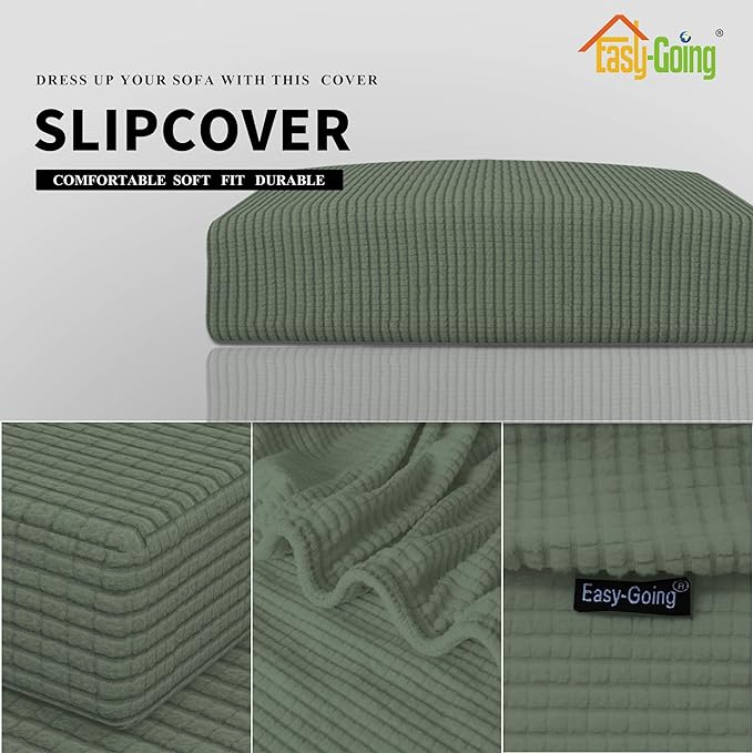 Easy-Going Stretch Cushion Cover Sofa Cushion Furniture Protector Sofa Seat Sofa slipcover Sofa Cover Soft Flexibility with Elastic Bottom(Sofa Cushion, Greyish Green)