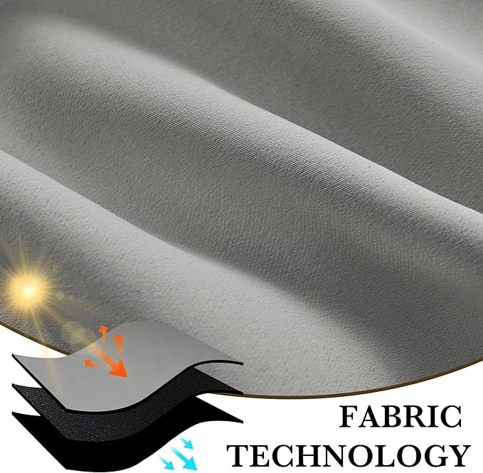 RYB HOME 100% Blackout Short Curtains for Small Window, Thermal Insulated Total Room Darkening Noise Reducing Curtains for Kitchen Bathroom Basement, 34 inches Wide by 48 inches Long, Silver Grey