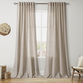Nanspring Cobblestone Linen Curtains for Living Room 94 Inches Long Light Filtering Semi Sheer Curtain Back Tab Modern Farmhouse Decor Elegant Drapes for Bedroom Dinner Room 52x94, 2 Panels