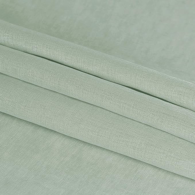 DWCN Bean Green Sheer Curtains Semi Transparent Voile Rod Pocket Curtains for Bedroom and Living Room, 42 x 54 inches Long, Set of 2 Panels