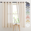 NICETOWN Natural Open Linen Weave Flax Sheer Window Curtains, Ring Top Semi Sheer Textured Drapes Privacy with Light Through for Bedroom/Kids Room, Beige, 52" Wide by 63" Long, 2 Pieces