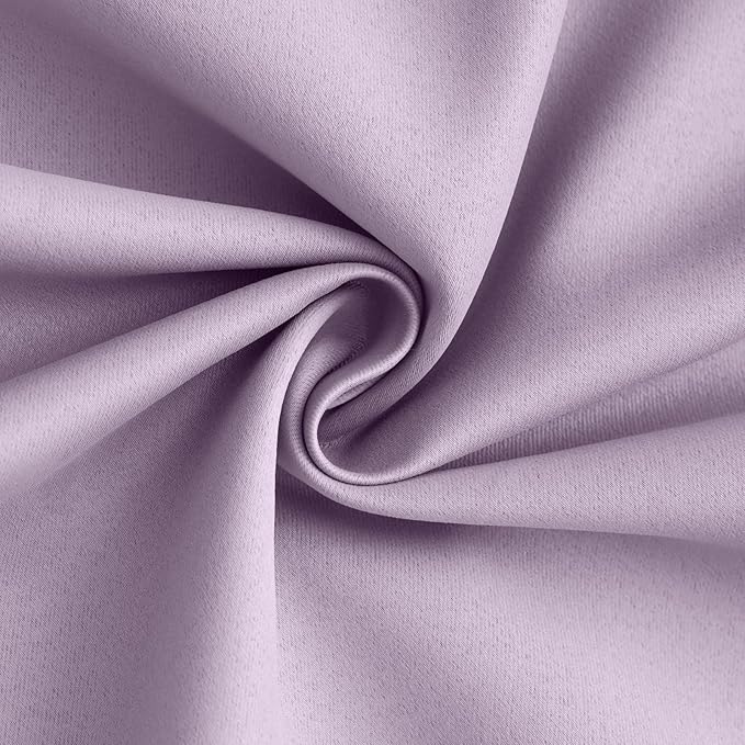 Yakamok 100% Blackout Curtain Panels 96 inches Cold and Light Blocking Drapes for Nursery, 2 Thick Layers Thermal Insulated Draperies (2 Pieces, 50 Wide Each Panel, Lilac Front with White Backing)