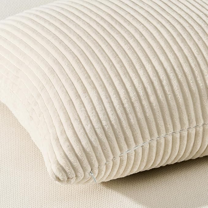 Topfinel Decorative Beige Cream Throw Pillow Covers Cushion Cases, Set of 4 Soft Velvet Modern Double-Sided Designs, Mix and Match for Home Decor, Pillow Inserts Not Included (18x18 inch)