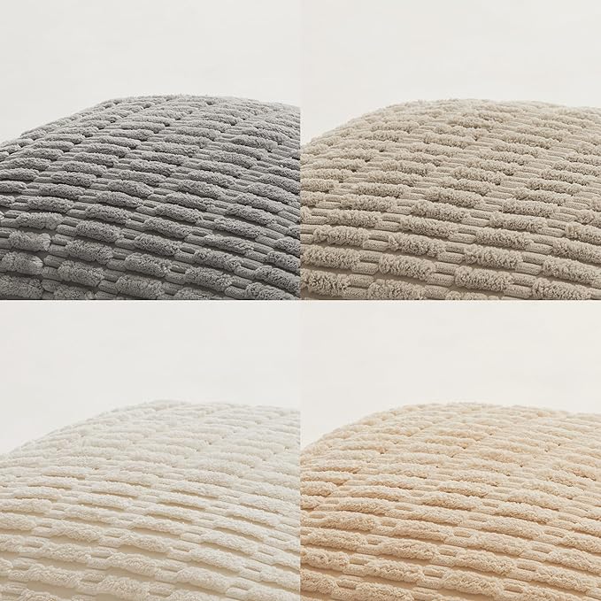 Fancy Homi 4 Packs Neutral Boho Long Lumbar Decorative Throw Pillow Covers 16x32 Inch for Couch Sofa, Rustic Farmhouse Boho Neutral Home Decor, Soft Plush Striped Corduroy Square Cushion Case 40x80 cm