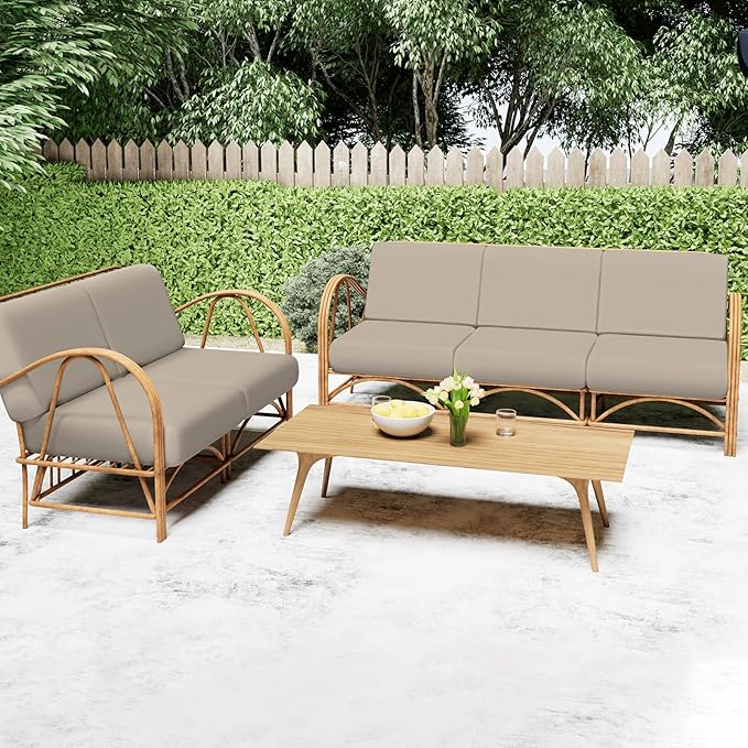 Smiry Printed Couch Cushion Covers, Stretch Soft Couch Covers for Sofa, Washable Non-Slip Sofa Slipcover Furniture Protector for Indoor and Outdoor (3 Pack, Taupe)