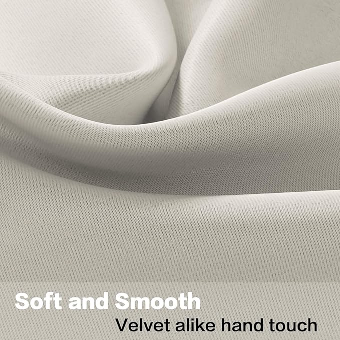 H.VERSAILTEX 2 Panels Blackout Curtain Valances for Kitchen Windows/Living Room/Bathroom Privacy Protection Rod Pocket Decoration Scalloped Window Valance Curtains, 52" W x 18" L, Ivory/Cream