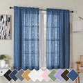 Simplebrand Dusty Blue Semi Sheer Curtains 54 Inch Length 2 Panels, Geometric Jacquard Clip Textured Curtains for Bedroom, Modern Elegant Window Drapes/Treatment, 42x54 Inch