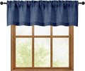 OWENIE Navy Blue Valances for Windows 1 Pcs, Light Filtering Textured Farmhouse Short Small Valance Curtains for Bathroom Basement Bedroom, Rod Pocket Half Curtains Over Sink, 60Wx14L Inch