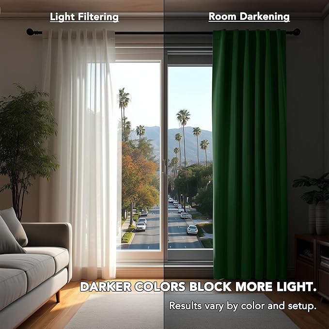 Deconovo Blackout Curtains, Thermal Insulated, W42 x L95 2 Panels, Back Tab, Machine Washable, Room-Darkening Drapes for Bedroom/Living Room Dark Forest