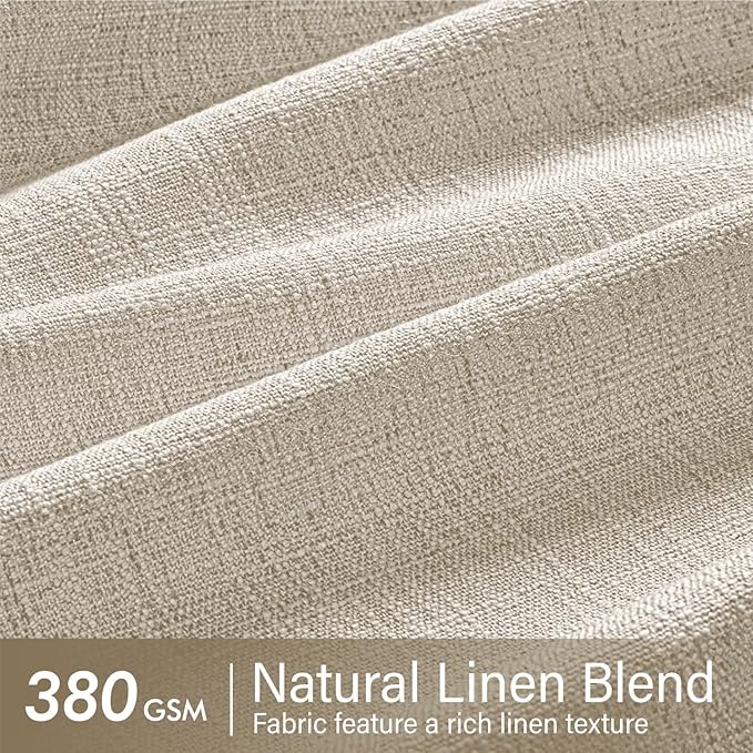 MIULEE Pinch Pleated Thick Linen Curtains 84 Inches Long 2 Panels for Living Room Bedroom, Linen Texture Memory Trained Pleat Drapes Back Tab Semi Sheer Privacy Neutral Ivory Cream Farmhouse Curtains