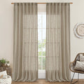 LAMIT Taupe Sheer Linen Curtains, 102 inch Light Filtering Semi Sheer Panels Back Tab and Rod Pocket Farmhouse Rust Drapes for Bedroom/Living Room, 2 Panels, 52 x 102 Inch