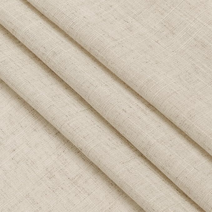 Nanspring Beige Semi Sheer Linen Curtains 72 inch Length for Living Room Back Tab Rod Pocket Modern Farmhouse Coastal Decor Beige Cotton Textured Gauze Curtains for Dining Room Office 38x72