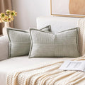 MIULEE Light Grey Corduroy Lumbar Pillow Covers 12x20 Inch 12x20 Inch with Splicing Set of 2 Soft Boho Pillow Covers Broadside Decorative Textured Pillowcases for Couch Bed Livingroom