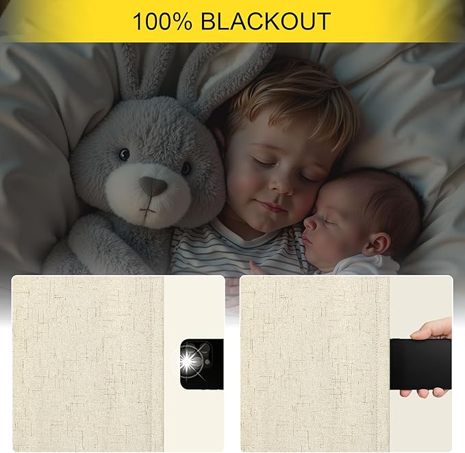 Short Small Blackout Curtains 54 Inches Long for Bedroom Aesthetic Beige Linen Colored Boho Black Out Curtains Insulated Thermal Curtains for Summer Heat Blocking Basement Bathroom Window 52x54 Length
