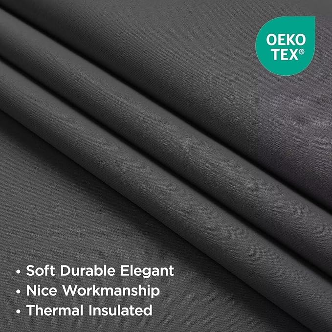 Joydeco 84Inch Blackout Curtains for Bedroom, Black Out Curtains 84 inch Long, Thermal Insulated Long Drapes 2 Panels Set, Room Darkening Grommet Grey Curtains for Living Room, Cortinas para Sala