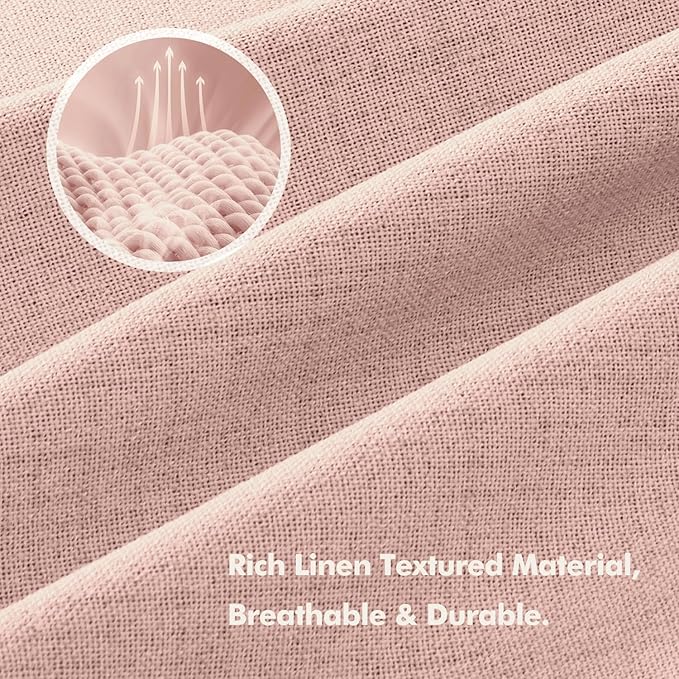 MIULEE 100% Blackout Linen Curtains for Bedroom, Blush Pink Solid Luxury Decor Thermal Insulation Room Darkening Drapes for Living Room Nursery Back Tab Rod Pocket 42 x 63 Inches, 2 Panels