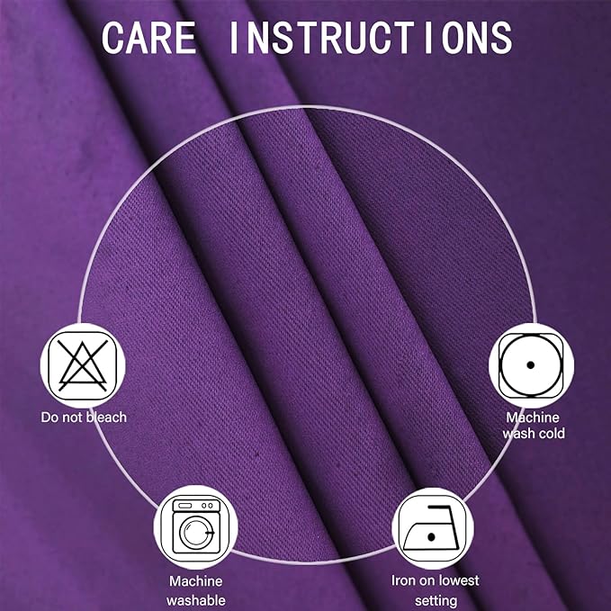 LEMOMO Blackout Curtains 52 x 120 Inch Long Purple Curtains Set of 2 Panels Room Darkening Curtains for Bedroom and Living Room