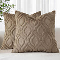 decorUhome Throw Pillow Covers 22x22 Inch Set of 2, Soft Plush Faux Wool Light Brown Solid Couch Pillow Covers, Accent Euro Sham Farmhouse Neutral Square Pillow Cases for Sofa Bed Living Room