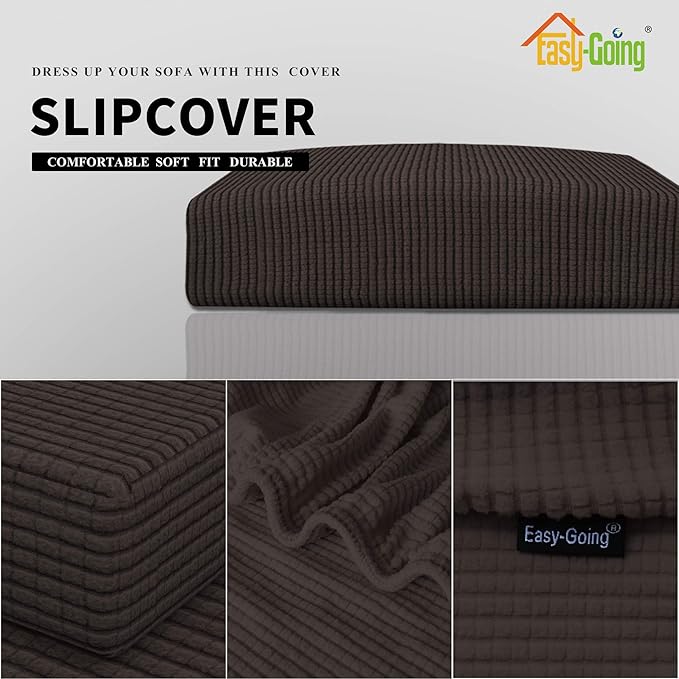 Easy-Going Stretch Chair Cushion Cover Sofa Cushion Furniture Protector Sofa Seat Sofa Slipcover Sofa Cover Soft Flexibility with Elastic Bottom(Chair Cushion, Chocolate)